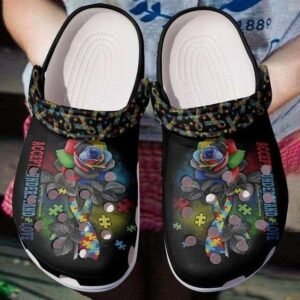 Autism Awareness Day Autism Rose And Ribbon Puzzle Pieces Shoes