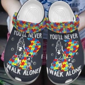 Autism Awareness Day Mom And Son You’ll Never Walk Alone Autism Puzzle Pieces Shoes