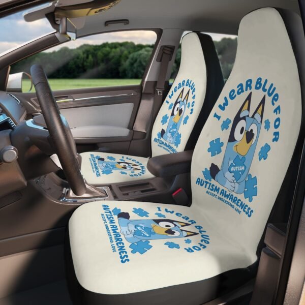 I Wear Blue For Autism Bluey Car Seat Cover