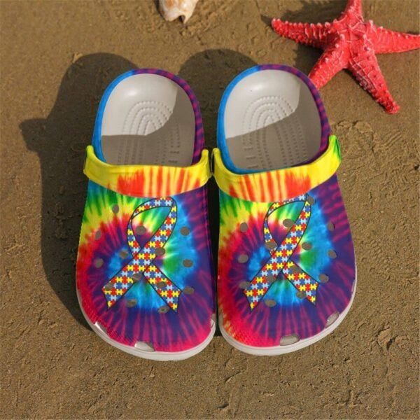 Autism Awareness Ribbon Tie Dye Color Shoes