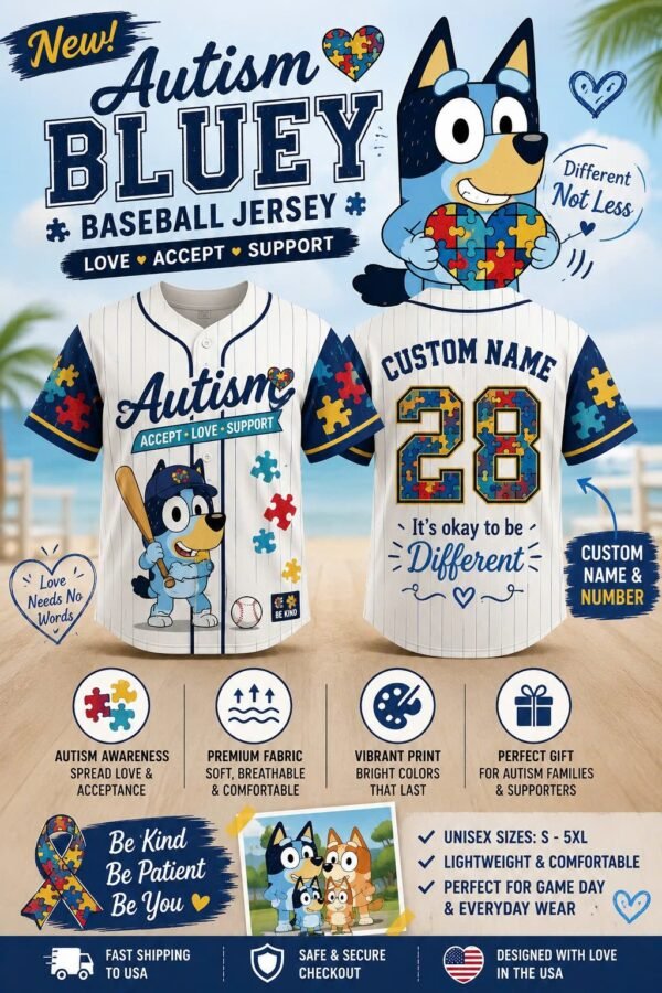 Bluey Custom Baseball Jersey