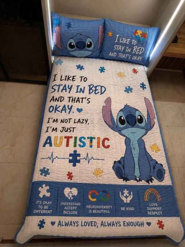 Stitch Autism Quilt Bedding Set